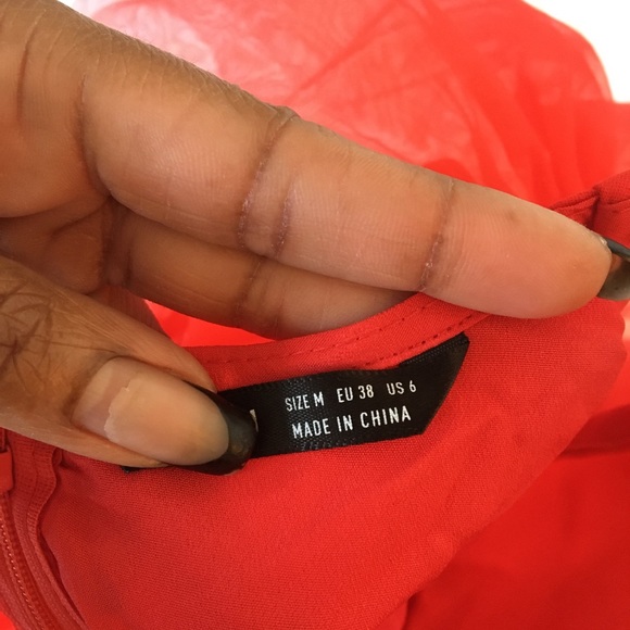 Red Ruffle Trim Mesh Dress - Picture 4 of 8